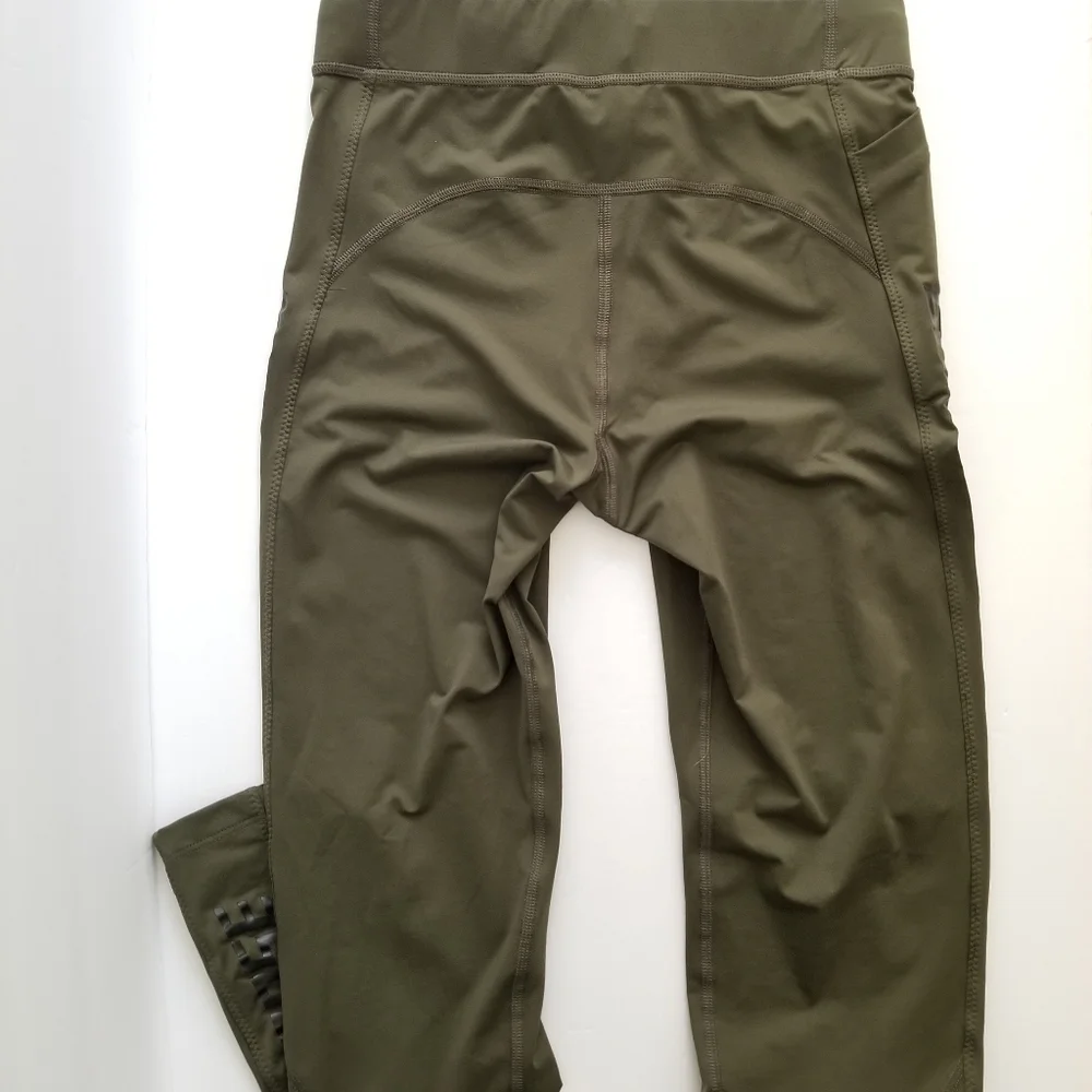 Golden Goose Logo Leggings Size S Small Khaki Military Green - Picture 6 of 10